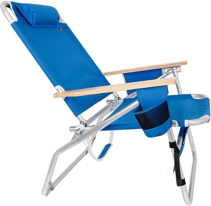 Big Jumbo 500 lbs XL Wide Heavy Duty Beach Chair for Big &amp Tall Adults Aluminum Tubing - 4 Reclining Positions