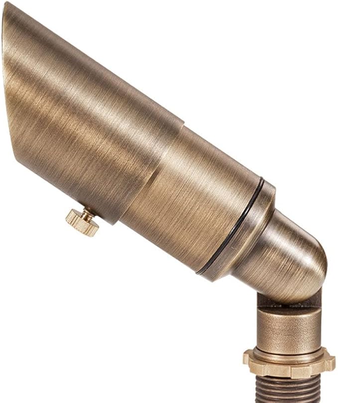 Cast Brass 12V Mini Outdoor Spotlight (Bronze) with 2W 175 Lumen 2700K Warm White MR8 LED Bulb for Low Voltage Landscape Lighting of House Yard Trees Bushes Shrubs Columns or Patio