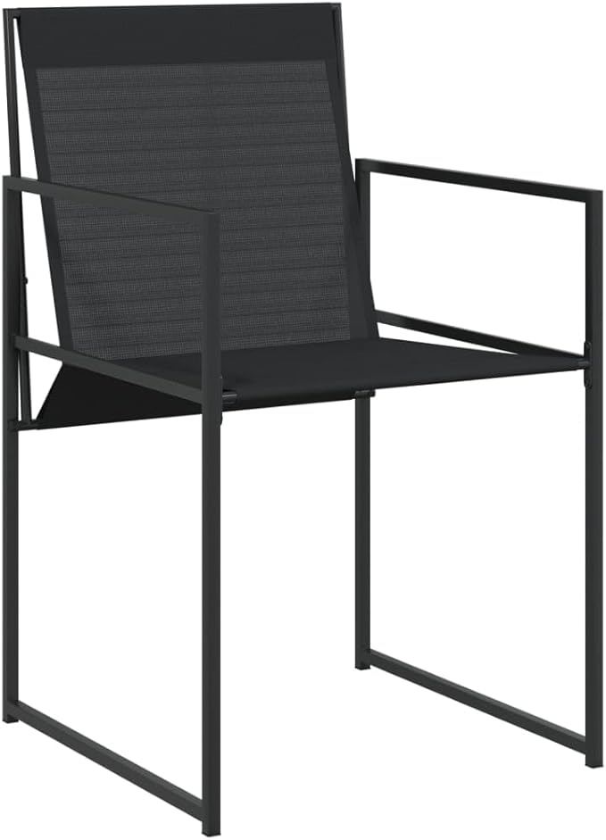 Patio Chairs Set of 4 Black Steel and Textilene Outdoor Chairs Comfortable Garden Furniture Folding Chairs for Patio Deck Backyard or Lawn