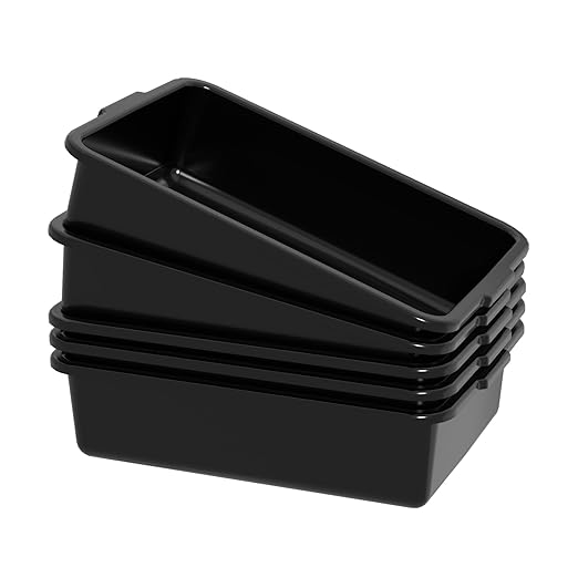 8 Liters Small Commercial Plastic Bus Tubs Black Plastic Bus Boxes for Restaurant 5 Packs