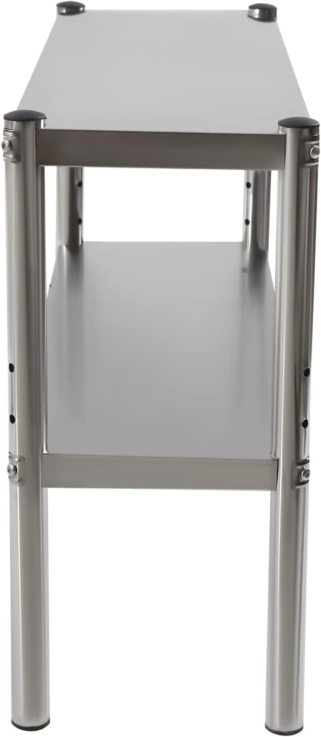 12 x 36 x 23.62 Inch Stainless Steel Double Overshelf for Commercial Kitchen Heavy Duty 2-Tier Storage Rack Work Table Organizer for Restaurant Garage Industrial Use 201 Stainless Steel