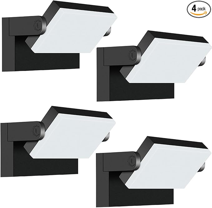 ledmo LED Flood Lights Outdoor - 360 Adjustable Head 60W Wall Pack Switch Control Modern Exterior Lighting Fixtures Commercial Security 5000K Wall Mount for ShopBarnGarage Yard 4 PackBlack