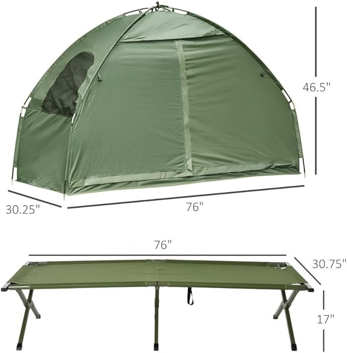 Portable Camping Cot for AdultsFolding Cot for Sleeping with Mattress Elevated Tent and Sleeping Bag Multifunctional Outdoor Tent Cot Bed 1 Person