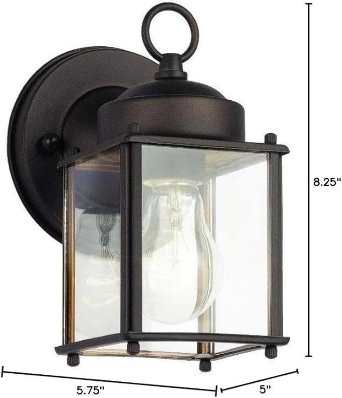 Kichler 9611OZ Patio Wall Sconce Lantern Outdoor Lighting 8.25 Height Bronze 1-Light (5 W x 9 H) 60 Watts