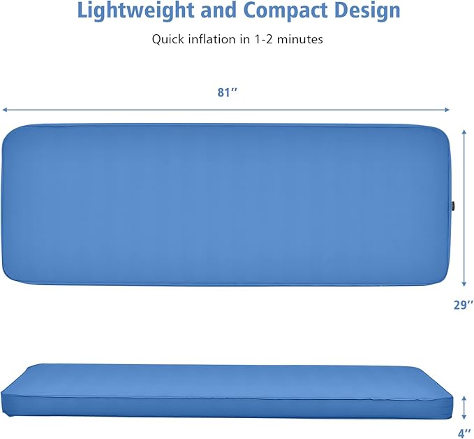 Giantex 4 Inch Self Inflating Camping Mat Blue Waterproof &amp Durable TPU Material Portable &amp Lightweight Design