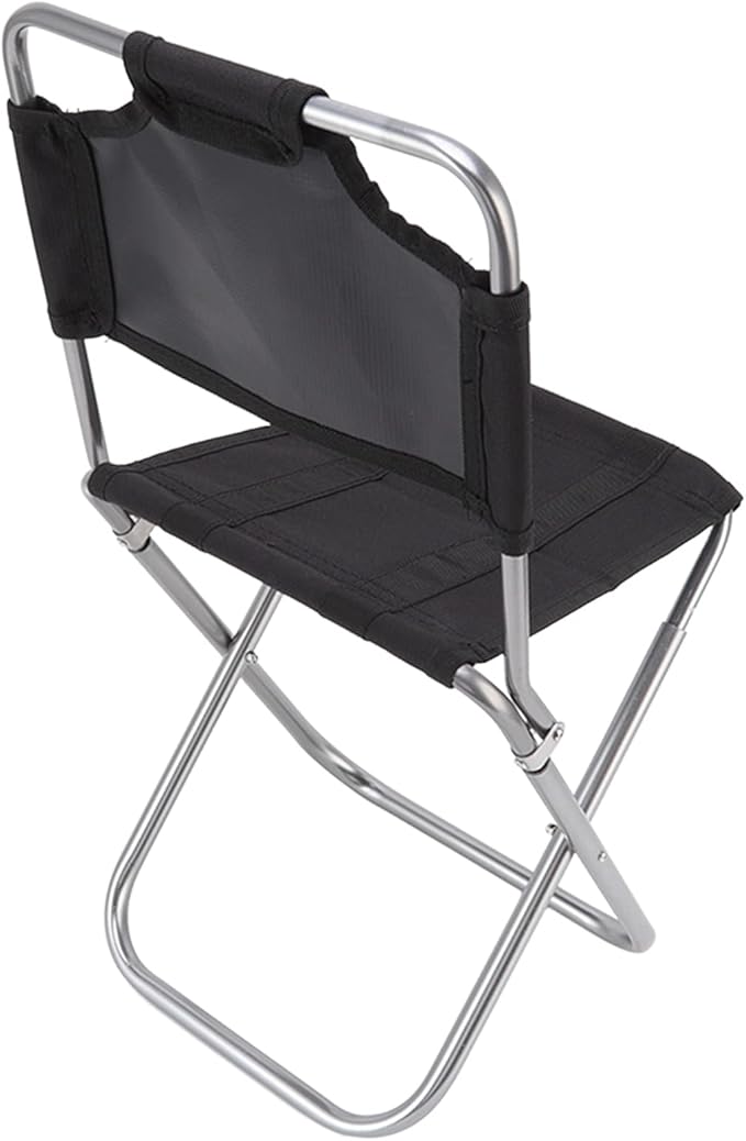 Fdit Mini Portable Folding Camping Chair Black Aluminum Oxford Cloth Modern Style Lightweight Sturdy Comfortable Backrest Ideal for Camping Barbecue Fishing Backpacking