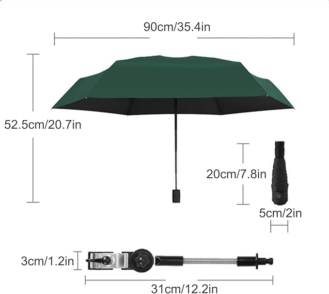 Chair Umbrella with Clamp Adjustable Umbrella for Chair Stroller Umbrella Parasol Waterproof Umbrella for Beach Chair Wheelchair Stroller Camping Chair