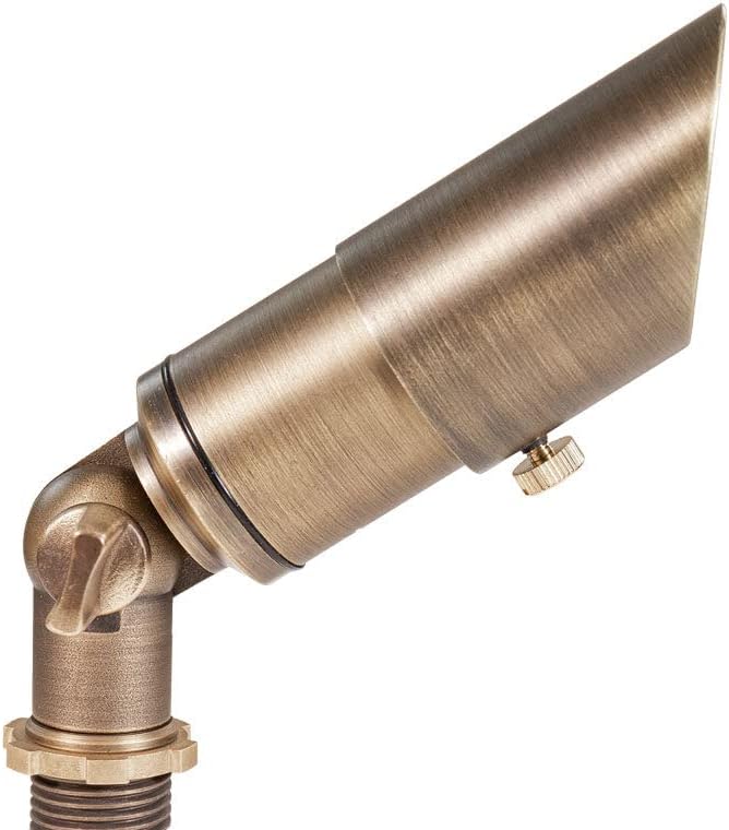 Cast Brass 12V Mini Outdoor Spotlight (Bronze) with 2W 175 Lumen 2700K Warm White MR8 LED Bulb for Low Voltage Landscape Lighting of House Yard Trees Bushes Shrubs Columns or Patio