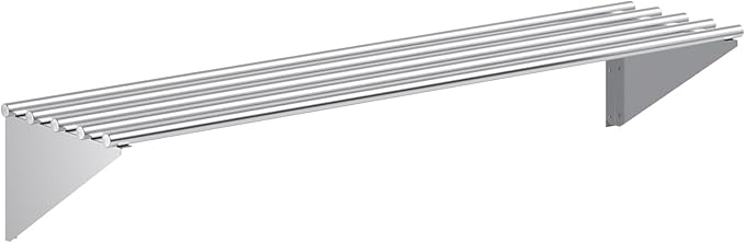 AmGood 14 in. x 60 in. NSF Stainless Steel Tubular Wall Shelf | Heavy-Duty Metal Shelving for Appliances &amp Equipment | Ideal for Kitchen Restaurant Garage Laundry Utility Room