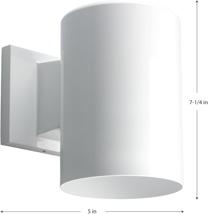 Progress Lighting 5-Inch Cylinder Outdoor LED Wall Sconce 1-Light Modern Wall Mount LED Light Interior and Exterior Lighting for Home or Porch Aluminum White (P5674-30/30K)