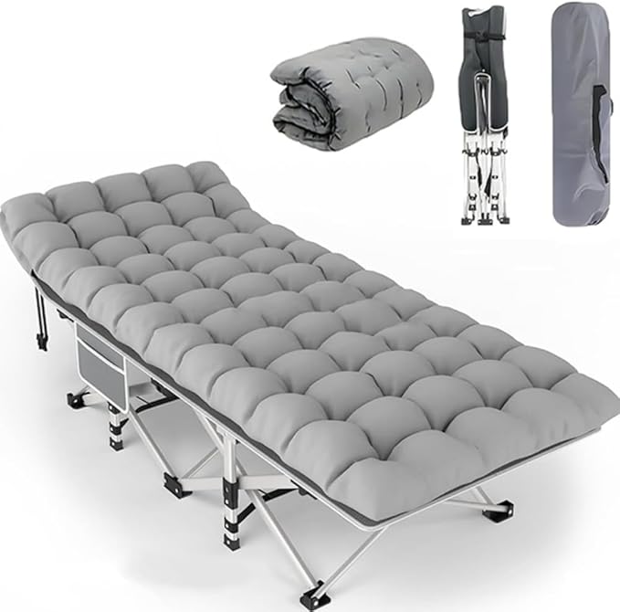 Camping Bed with a Load Capacity of 560-760lbs Foldable and Easy to Store Suitable for Teenagers Adults Travel courtyards terraces Camping. Optional Colors: Gray Black (Grey-Normal)