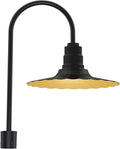 Steel Lighting Co. Highland Park Light | Pole Top Mounted | 16 Radial Wave | Upslope Gooseneck with Slip Fitter for 2-3/8 Standard Poles | Made in America | Matte Black Exterior/Brass Interior