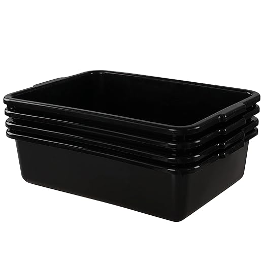 Asking 4-Pack Plastic Commercial Bus Box 13 L Utility Bus Tub Black
