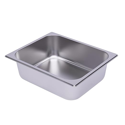 6 Pack 1/2 Size Steam Table Pans Restaurant Steam Plates 4 Deep Steam Table Plate Stainless Steel Food Pan Commercial Food Storage Containers for Hotel Cafeteria Party 12.99 L x 10.24 W