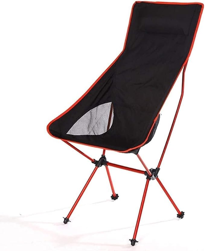 Collapsible Lightweight Backpack Chair High Back Recliner Camping Chair Portable Folding Outdoor Seater with Storage Bag Red