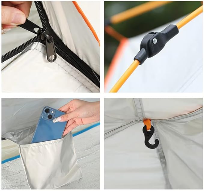 Fully Automatic Pop-Up Tent 2-Person Hydraulic Camping Tent with Double Doors Mosquito Mesh Water-Resistant Silver-Coated Fabric and Wind-Proof Design for Easy Setup and Durable Outdoor Adventures