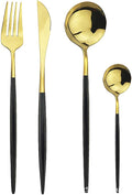 Dish setSilverware Flatware Set 8 Pieces Stainless Steel Cutlery Set 4 Piece Giftting Box Set Stainless Steel Cutlery Fork Knife Spoon Set Giftting Box(Black/Gold)