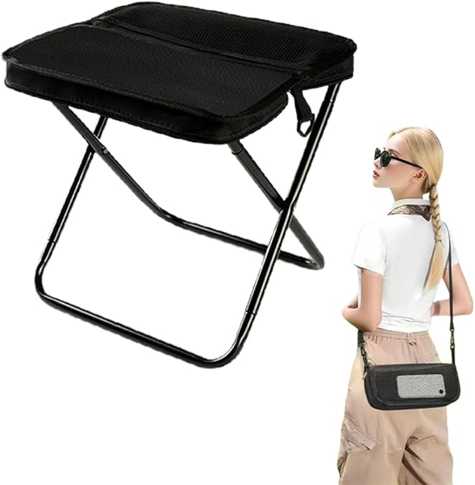 Foldable Backpack Stool 2026 Portable Folding Camp Stool Foldable Chair can Turned Into a Satchel Lightweight Seats for Hiking Fishing Hunting (Black)