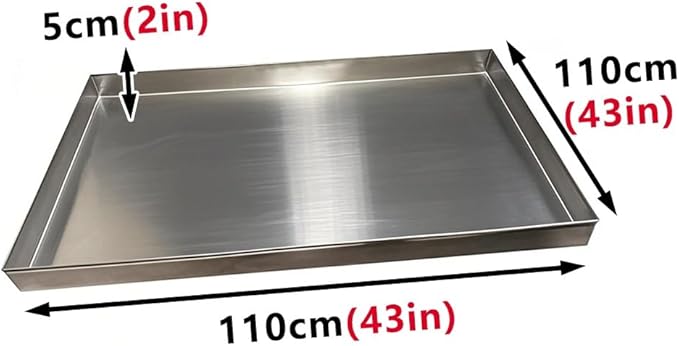 Washing Machine Pan 304 Stainless Steel Washing Machine Drain Pan Kitchen Factory Warehouse Garage Drain Tray Spill Containment Platform Pallets(110x110cm(43x43in))