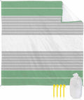 Beach Blanket Waterproof Sandproof Picnic Blanket 83x79 Foldable Beach Mat with Stripe Gradient Simple Fruit Green Gray Pattern for Camping Park Grass Beach Travel