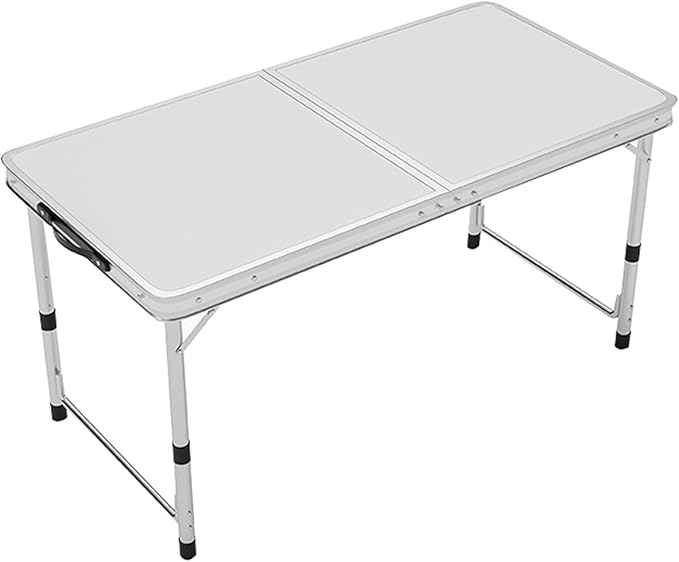 Adjustable Height Aluminum Folding Table Portable Outdoor Camping Table with Handle Compact 120X60Cm Picnic Dining Table Set with 4 Stools - Blue120X60Cm Bla150X60cm Gray