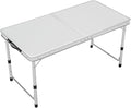 Adjustable Height Aluminum Folding Table Portable Outdoor Camping Table with Handle Compact 120X60Cm Picnic Dining Table Set with 4 Stools - Blue120X60Cm Bla150X60cm Gray