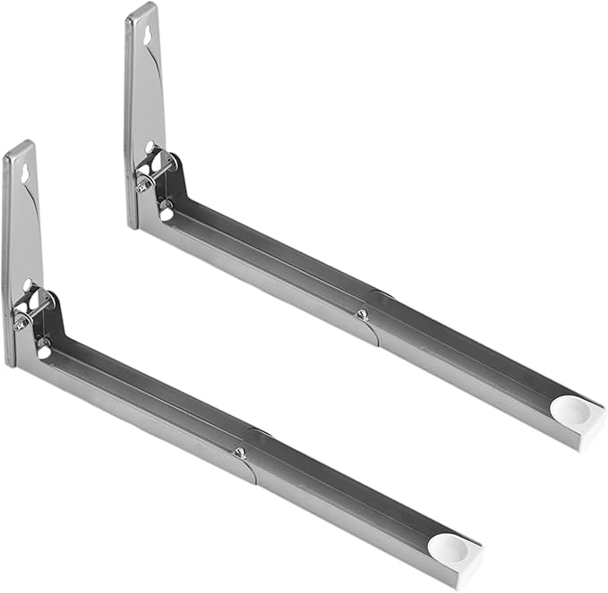 2x less Steel Oven Bracket Wall Mount Rack Shelf for Foldable Stretchable Shelf with White Pla Corners Load 77lbs for Space