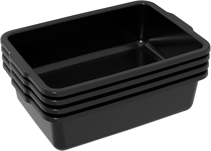 4-Pack Commercial Utility Bus Tubs 23 L Plastic Bus Box Dish Bins Black
