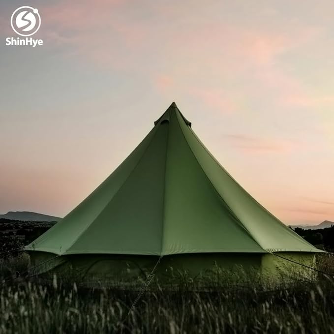 Canvas Bell Yurt Tent with Stove Jack Waterproof Luxury 4 Season Tents for Family Outdoor Camping 100% Cotton Green Glamping Tents for Hunting Partie All Year Living