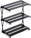 Outdoor Storage Rack Three Tier Metal Storage Rack Lightweight Camping Shelf Folding Picnic Rack BBQ Organizer Portable Cooking Shelf