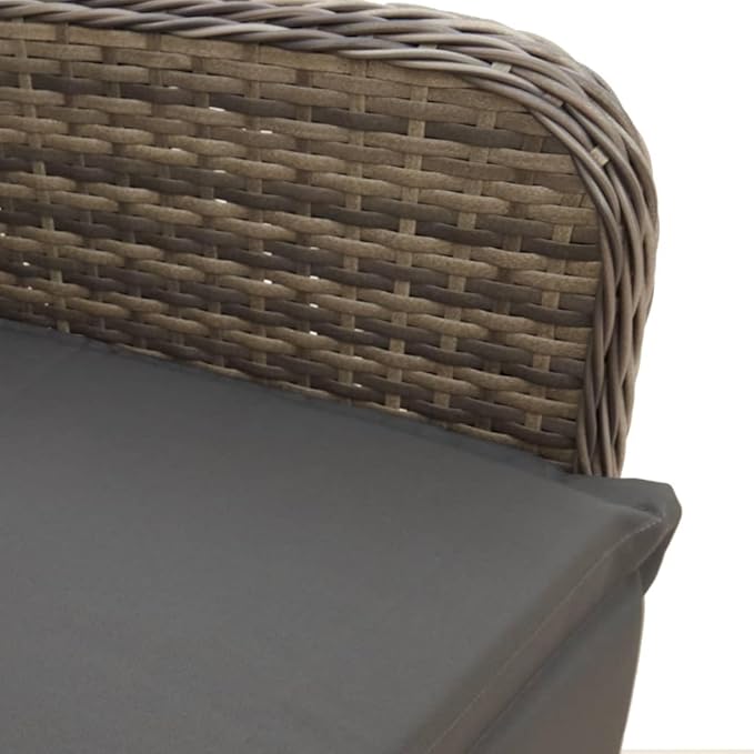 Grey PE Rattan Reclining Chair Set of 2 Steel Frame 21.5x23x36.2 Adjustable with Cushions Patio/Balcony/Poolside