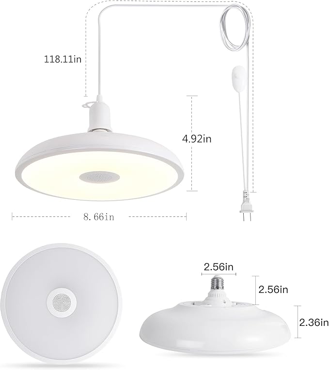 HOREVO Outdoor Plug-in Pendant Light: Modern Farmhouse Hanging Fixture Remote Control Bluetooth Speaker Color-Changing LED - Ideal for Patio Deck Garden and Outdoor Entertaining