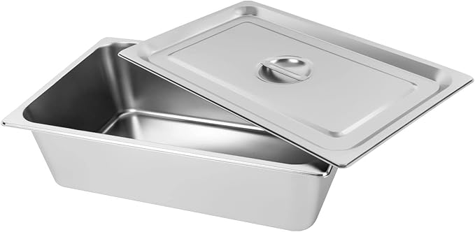 4 Pack Hotel Pan 5.9-Inch Deep Steam Table Pan with Lid 21.26 L x 12.6 W Hotel Pans Stainless Steel Pans Restaurant and Commercial Steam Tables