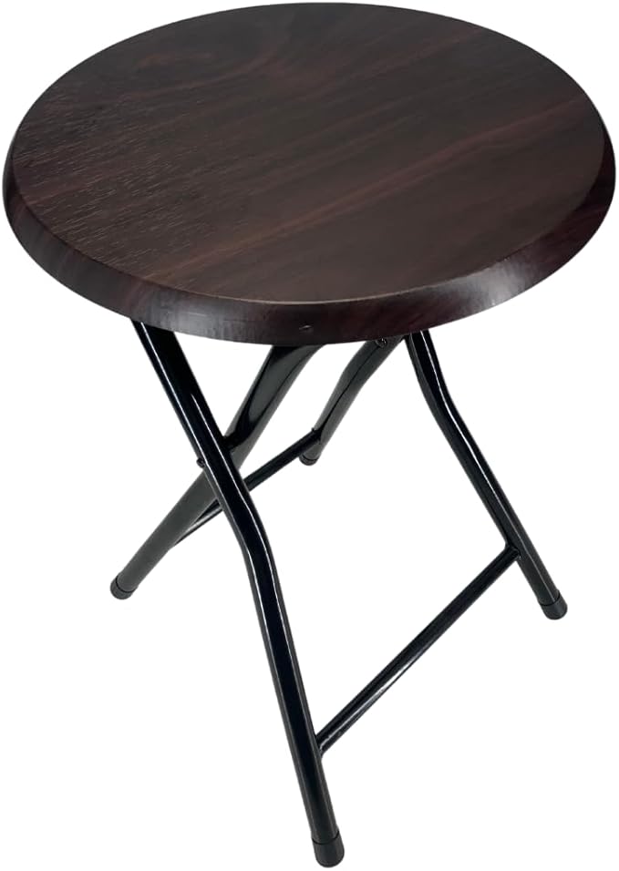 MOON FLOWER Portable Folding Chair with Wooden Seat | Ideal for Picnics Camping Trips or Outdoor Events Brown - No Back