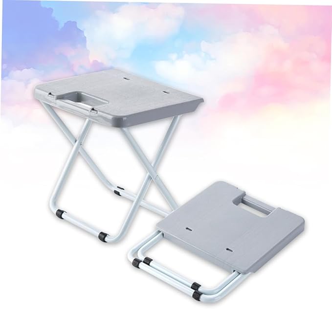 Happyyami Portable Foldable Stool for Outdoor and Home Use Compact Design Lightweight Camping Fishing and Train Travel Grey