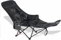Folding Camping Chair with Removable Leg Rest Outdoor Chairs with Large-Capacity Side Pockets for Fishing Hiking Home(Black)