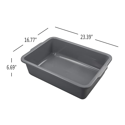 4-Pack 32 L Large Commercial Bus Tubs Plastic Utility Bus Box Gray