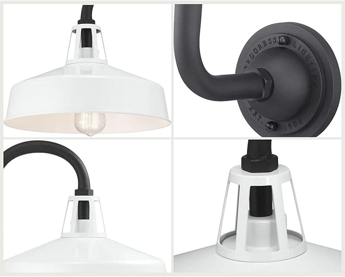 Progress Lighting Cedar Springs Collection 1-Light Farmhouse Outdoor Extra-Large Wall Lantern Light White