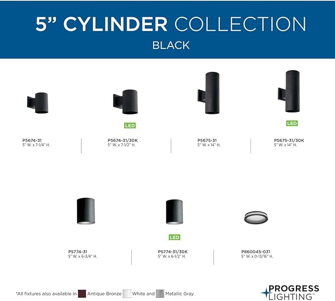 Cylinder Collection 5 Modern Outdoor Up/Down Wall Lantern Light Black
