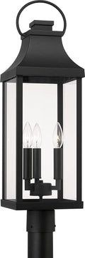 Capital Lighting 946432BK Bradford Clear Glass Outdoor Post Lantern 3-Light 180 Total Watts 27 H x 8 W Black