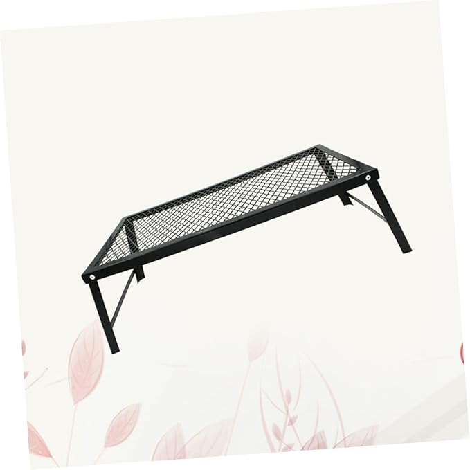 VANZACK Portable BBQ Mesh Table Outdoor Folding Picnic Desk Camping Accessory Sturdy Iron Easy Assembly