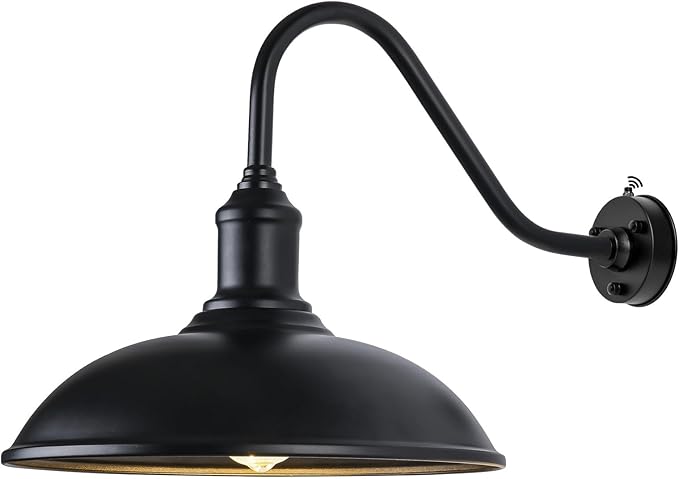 Dusk to Dawn Exterior Farmhouse Lighting 21 Barn Light Fixture for House with Anti-ponding Bottom Barn Gooseneck Lighting for Garage Patio Porch (21 Diameter 1 PC)