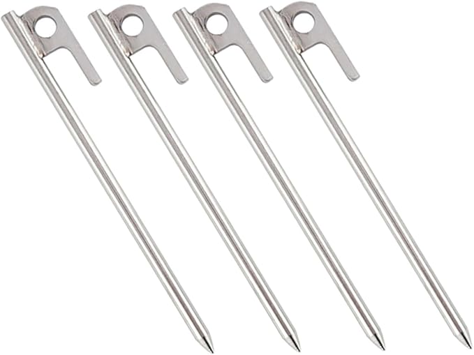 4Pcs Stainless Steel Tent Stakes Heavy Duty Camping Floor Pins for Outdoor Use Lightweight and Portable Design for Tents Awnings and Canopies
