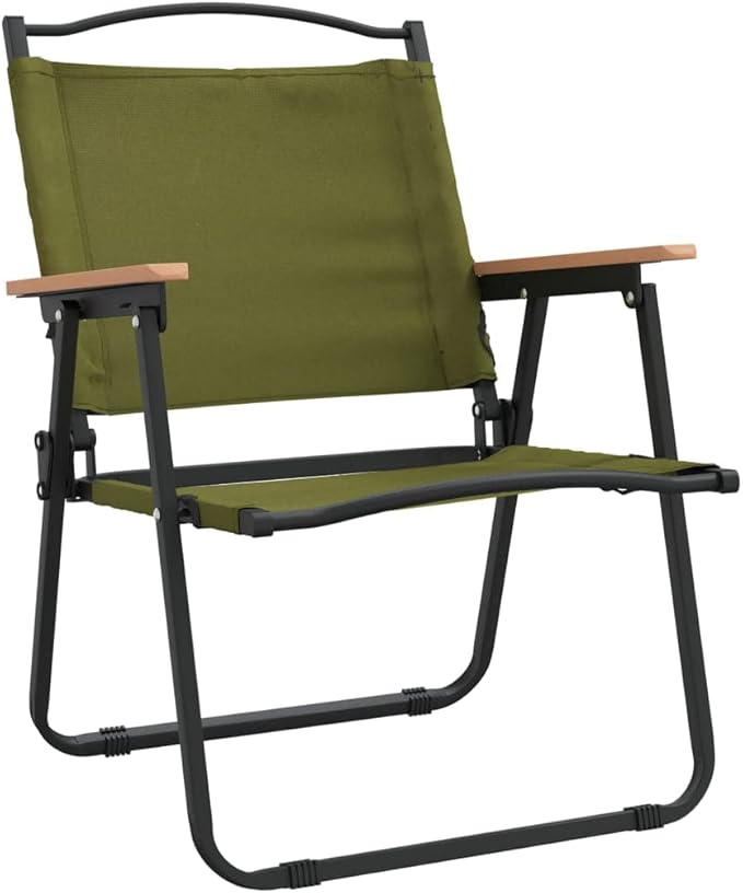 Camping Chair Set of 2 Green Folding Chairs 21.3x21.7x30.7 500D Oxford Steel Frame Lightweight for Garden/Camping