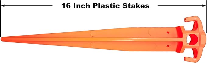 16 12 PCS Tent Pegs Garden Stakes Durable and Strong Plastic Tent Stakes for Beach Mat Camping Hiking Garden Landscape Stakes Orange Stakes UV Resistant