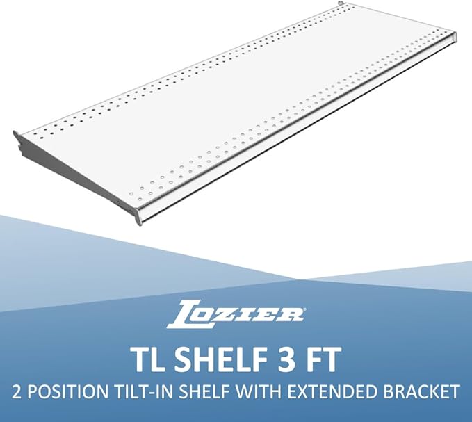 Lozier TL Shelf - Retail Display Shelving - Compatible Gondola Shelving Units - Product Shelves for All Commercial Business Types - 3' Width x 19 Depth (Gray)