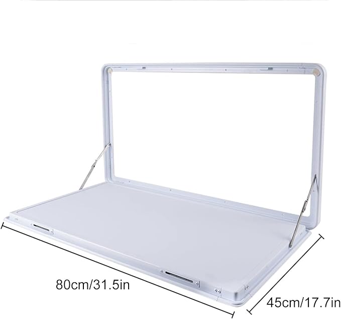 Lockable Wall-Mounted Picnic Table - Portable RV Folding Table for Campervans Trailers &amp Caravans Waterproof Lightweight Outdoor Camping Table (White 80x45cm)
