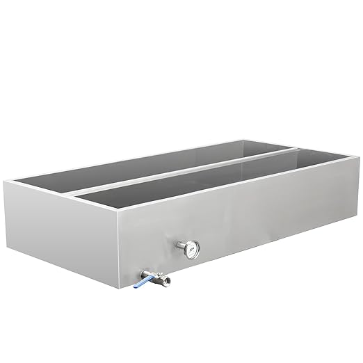 Maple Syrup Evaporator Pan 48 x 24 x 9.4 Inch Maple Syrup Pan 47 Gal 304 Stainless Steel Maple Syrup Evaporator Boiling Maple Syrup with Valve and Thermometer and Divided