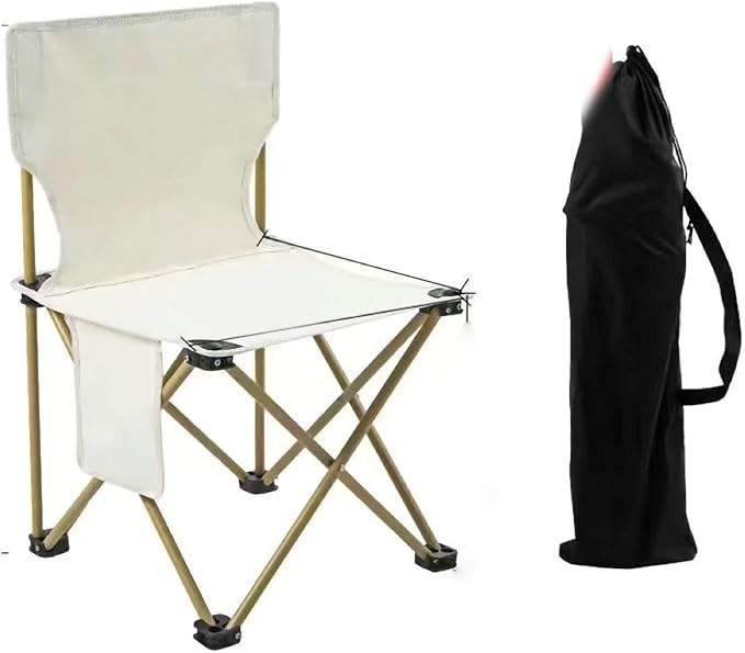 Sturdy Camping Folding Chair with Oxford Cloth Beach Picnic Mountaineering Fishing Folding Stool Portable Outdoor Stool Leisure (Beige 72x42x38cm/28.35x16.54x14.96in)