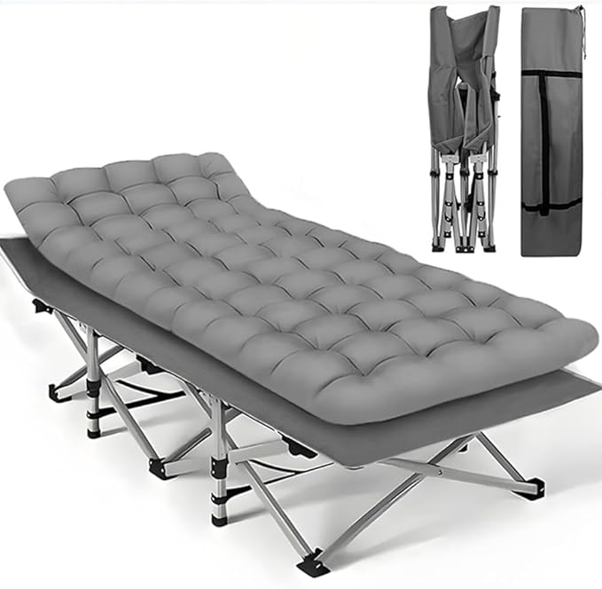 Camping Bed with Mattress Maximum Load Capacity 560-760 pounds can be Used as Travel Equipment Office Lunch Break Beach Vacation and Family Leisure (75in-660lbs)